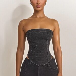 MARS THE LABEL Kai Rhinestone Corset - BLACK (NEW WITH TAGS)